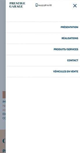 Prestige garage menu responsive