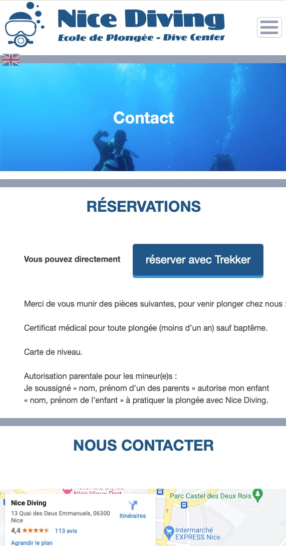 Site nice diving page contact responsive